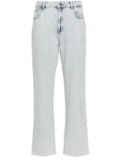 Twinset Cropped Straight-leg Trousers In Blue