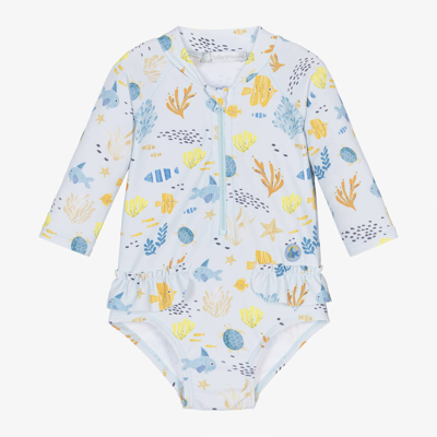 Tutto Piccolo Babies' Girls Blue Under-the-sea Print Swimsuit