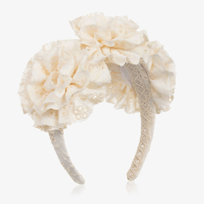 Irpa Kids' Girls Ivory Broderie Anglaise Hairband