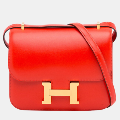 Pre-owned Hermes Red Mini Swift Constance