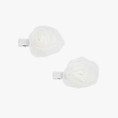 Abel & Lula Kids' Girls White Flower Hair Clips (2 Pack)