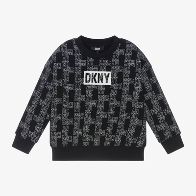 Dkny Babies'  Black Cotton Printed Sweatshirt