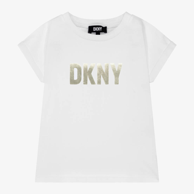 Dkny Babies'  Girls White Organic Cotton T-shirt