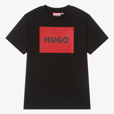 Hugo Teen Boys Black Organic Cotton T-shirt