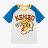 KENZO KENZO KIDS BOYS IVORY COTTON VARSITY TIGER T-SHIRT
