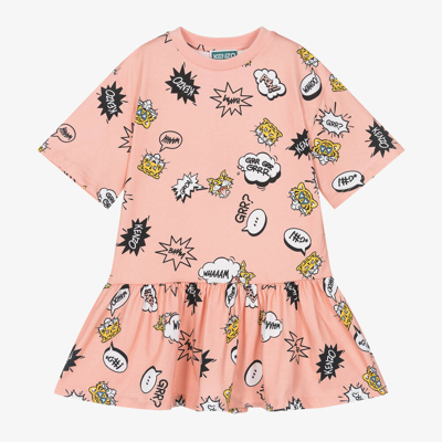 Kenzo Babies'  Kids Girls Pink Cotton Tiger Graphic Dress