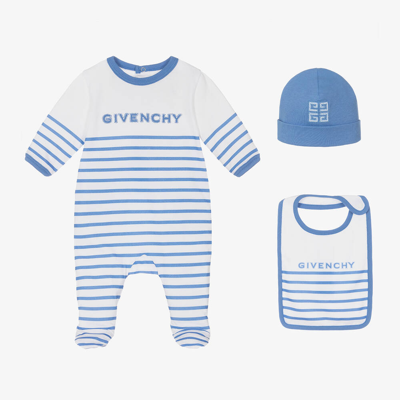 Givenchy Babies' Logo-embroidered Cotton Pajamas (set Of Three) In Blue