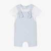 GIVENCHY PALE BLUE COTTON BABY DUNGAREE SET