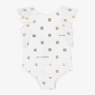 Givenchy Babies' Girls White & Gold 4g Swimsuit
