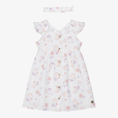 Carrèment Beau Babies' Girls White Cotton Seashell Dress Set