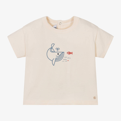 Petit Bateau Kids' Boys Ivory Organic Cotton Whale T-shirt