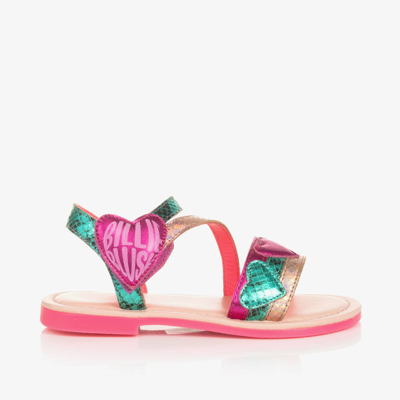 Billieblush Kids' Girls Pink & Green Leather Sandals