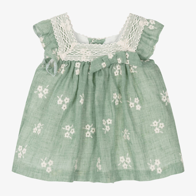 Mayoral Baby Girls Green Embroidered Floral Dress