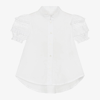 LAPIN HOUSE GIRLS WHITE COTTON PUFFED-SLEEVE BLOUSE