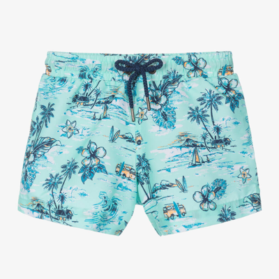 Sunuva Babies' Boys Blue Tropical-print Swim Shorts