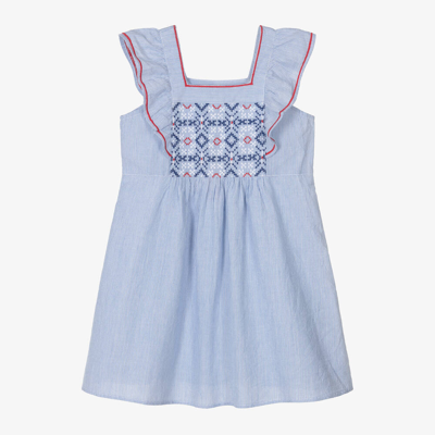 Sunuva Babies' Girls Blue Stripe Cotton Dress