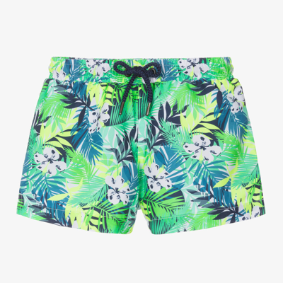 Sunuva Babies' Boys Green Jungle Leaf Swim Shorts