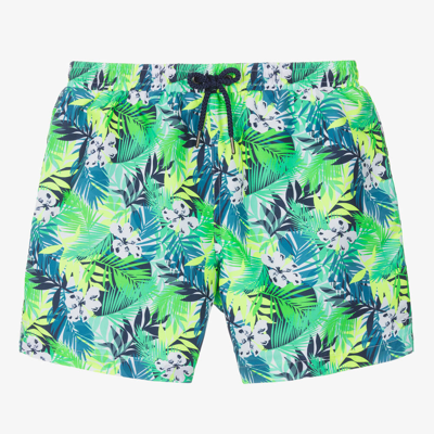 Sunuva Teen Boys Green Jungle Leaf Swim Shorts