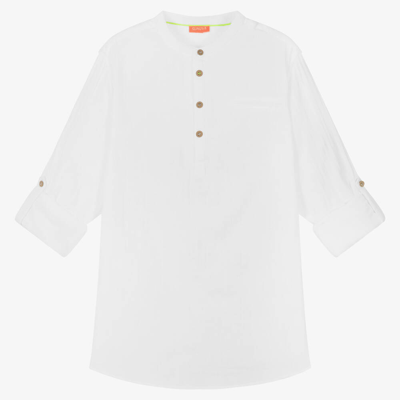 Sunuva Teen Boys White Collarless Cotton Shirt