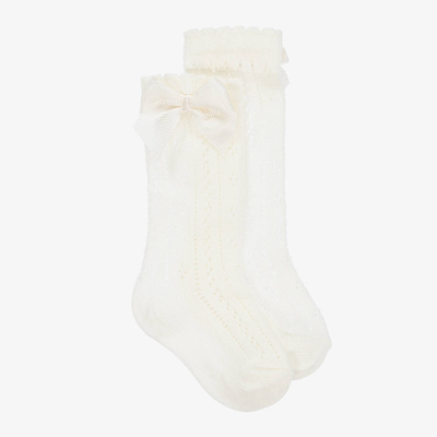 Mayoral Baby Girls Ivory Pointelle Knitted Socks