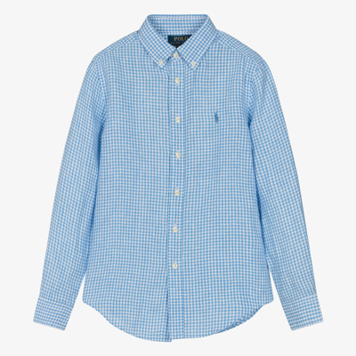 Ralph Lauren Teen Boys Blue Check Linen Shirt