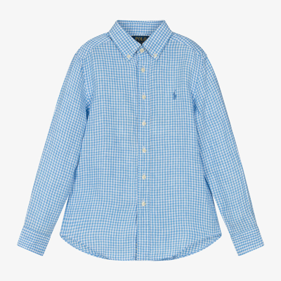 Ralph Lauren Kids' Boys Blue Check Linen Shirt