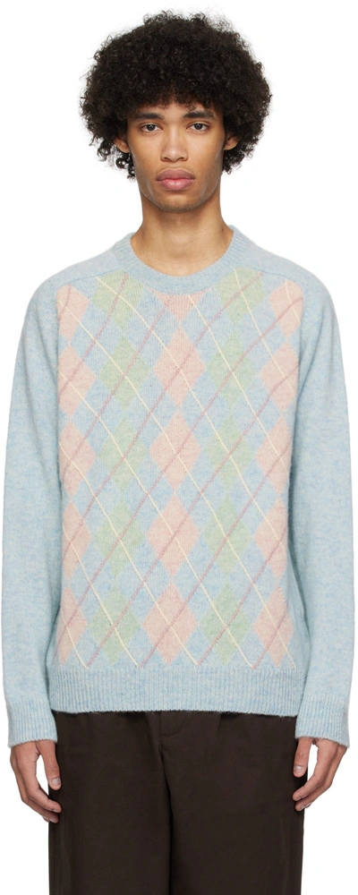 Noah Blue Argyle Sweater In Blue/ Argyle