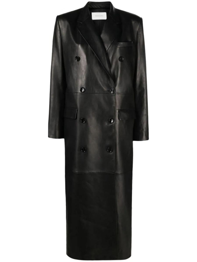 Magda Butrym Long Leather Tailored Coat In Black