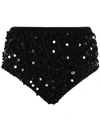 Maison Margiela Sequin-embellished High-waisted Mini Shorts In Black/black