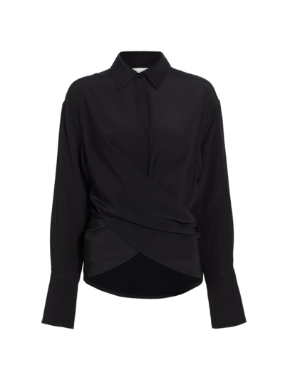 Victoria Beckham Black Wrap Front Blouse