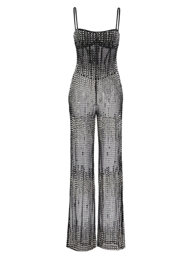 Retroféte Adelynne Jumpsuit Mit Kristallen In Black Silver