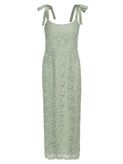 Markarian Poppy Crocheted Lace Midi Dress In Green