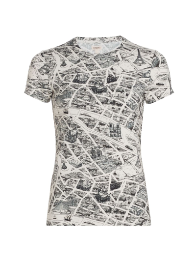 L Agence Ressi Tee In Ecru Multi Map Of Paris