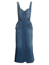 ALEXANDER MCQUEEN WOMEN'S DENIM COTTON-BLEND MIDI-DRESS