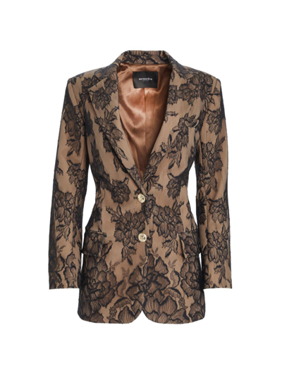 Retroféte Ophelia Lace-overlay Blazer In Tannin