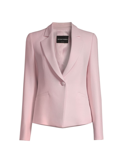 Emporio Armani Women's Peaked Crepe Cady One-button Blazer In Blush Pink