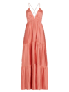 Ba&sh Women's Wasta Pleated Satin Plissé Maxi Dress In Peche