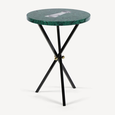 Fornasetti Coffee Table Serratura Su Malachite In Green/white/black