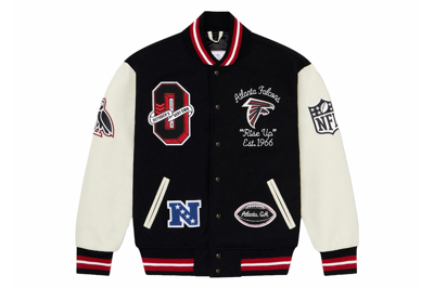 Pre-owned Ovo X Nfl Atlanta Falcons Varsity Jacket Black