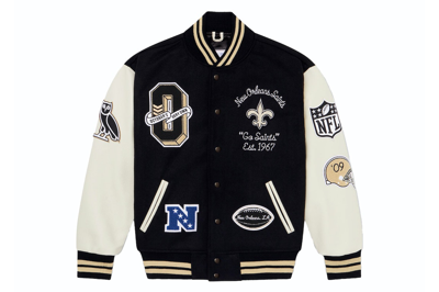 Pre-owned Ovo X Nfl New Orleans Saints Varsity Jacket Black