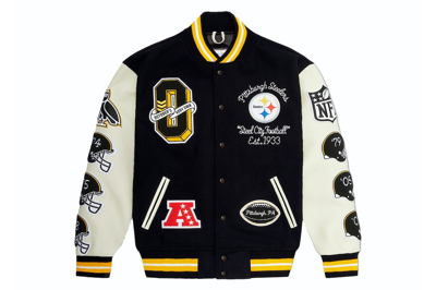 Pre-owned Ovo X Nfl Pittsburgh Steelers Varsity Jacket Black