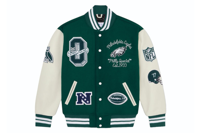 Pre-owned Ovo X Nfl Philadelphia Eagles Varsity Jacket Green