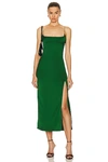 Jacquemus La Robe Notte Satin Slip Dress In Dark Green