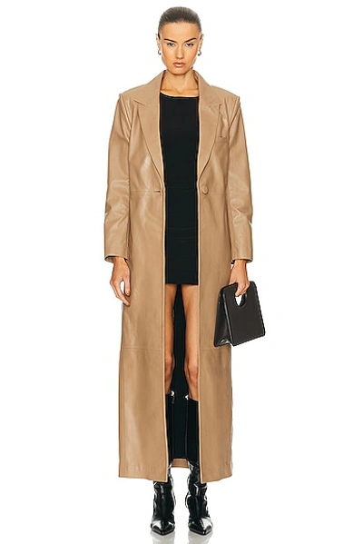 Nour Hammour + Net Sustain Laithan Paneled Leather Coat In Oak