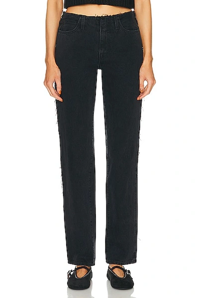 Slvrlake Sophie Raw-edge Rigid Mid-rise Long Straight-leg Jeans In Black