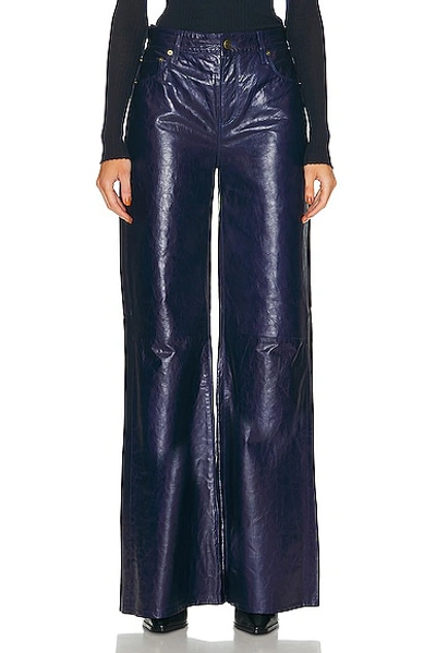 Frame Le Palazzo Leather Pants In Deep Sea Blue