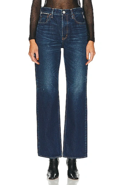 Moussy Vintage Corcoran Wide Straight In Dark Blue