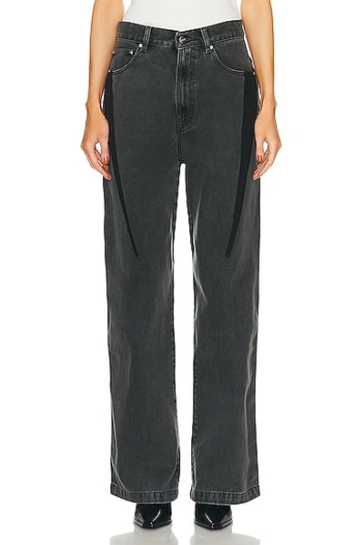 Dion Lee Black Slouchy Darted Jeans In Washed Black
