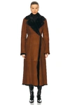 Nour Hammour Joni Paneled Shearling Coat In Cognac & Black