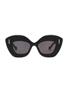 Loewe Anagram Avant Premiere Sunglasses In Shiny Black & Smoke